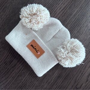 NWOT Cream Pom-Pom Beanie for Baby